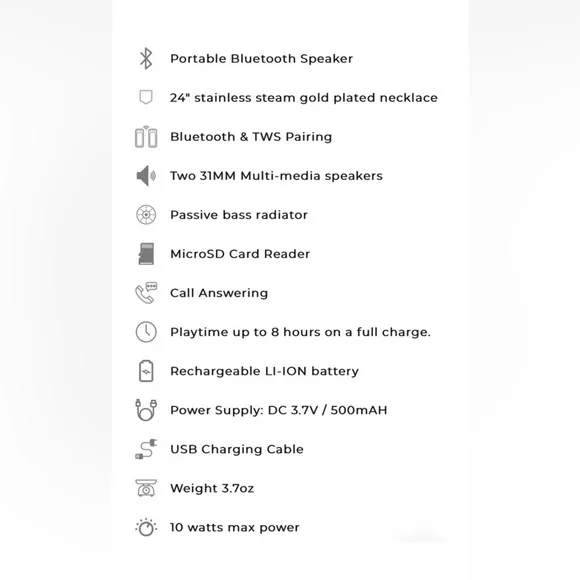 Bumpboxx Microboom Wearable Bluetooth Speaker Boombox w/ Chain - Tiphany Blue - Picture 12 of 12